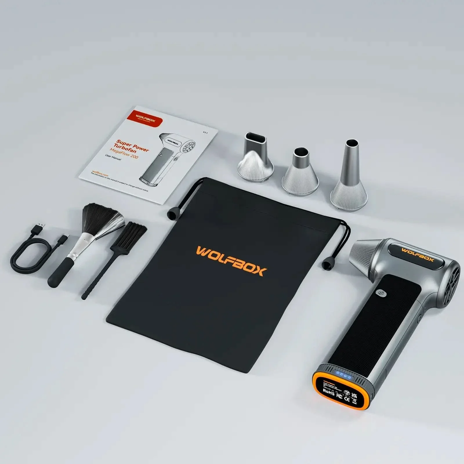 WOLFBOX MF200 Compressed Air Duster - Swappable Battery Cartridge - Image 8