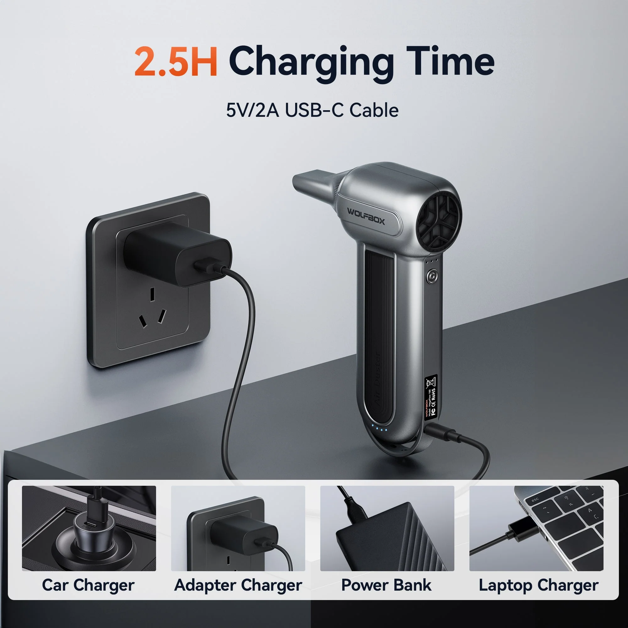 Wolfbox Compressed Air Duster - MF100 Super Power Electric Air Duster - Image 8