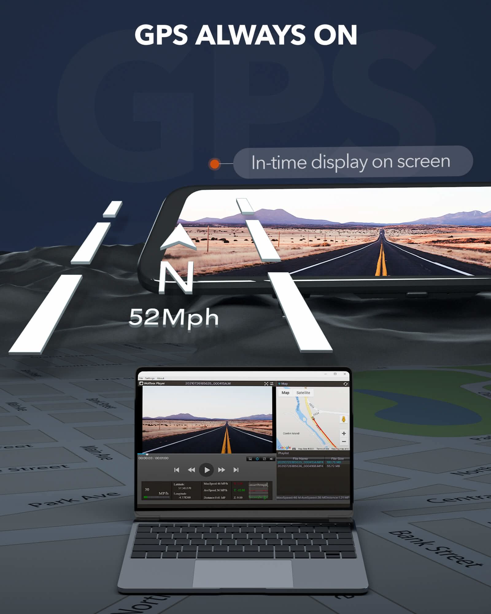 WOLFBOX G840H Rear View Mirror Dash Cam RHD - Image 8