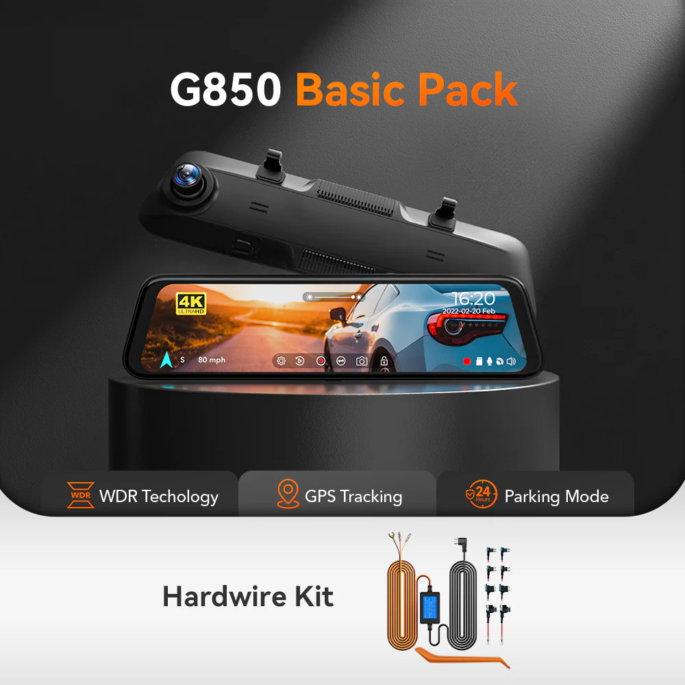 WOLFBOX G850 Rearview Mirror Backup Camera Dash Cam RHD - Image 7