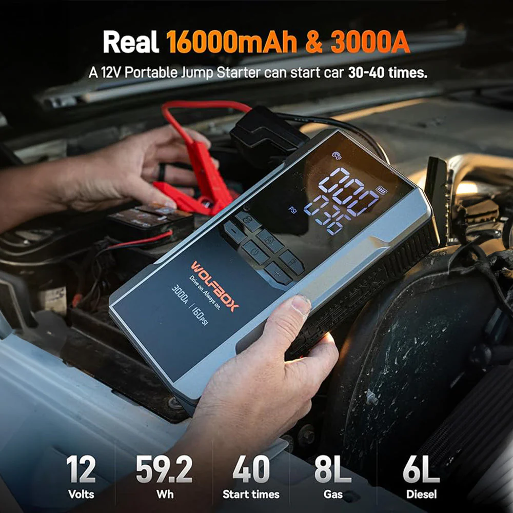 WOLFBOX MegaVolt16 Air Portable 4-in-1 Jumper Starter with Air Compressor - Image 4