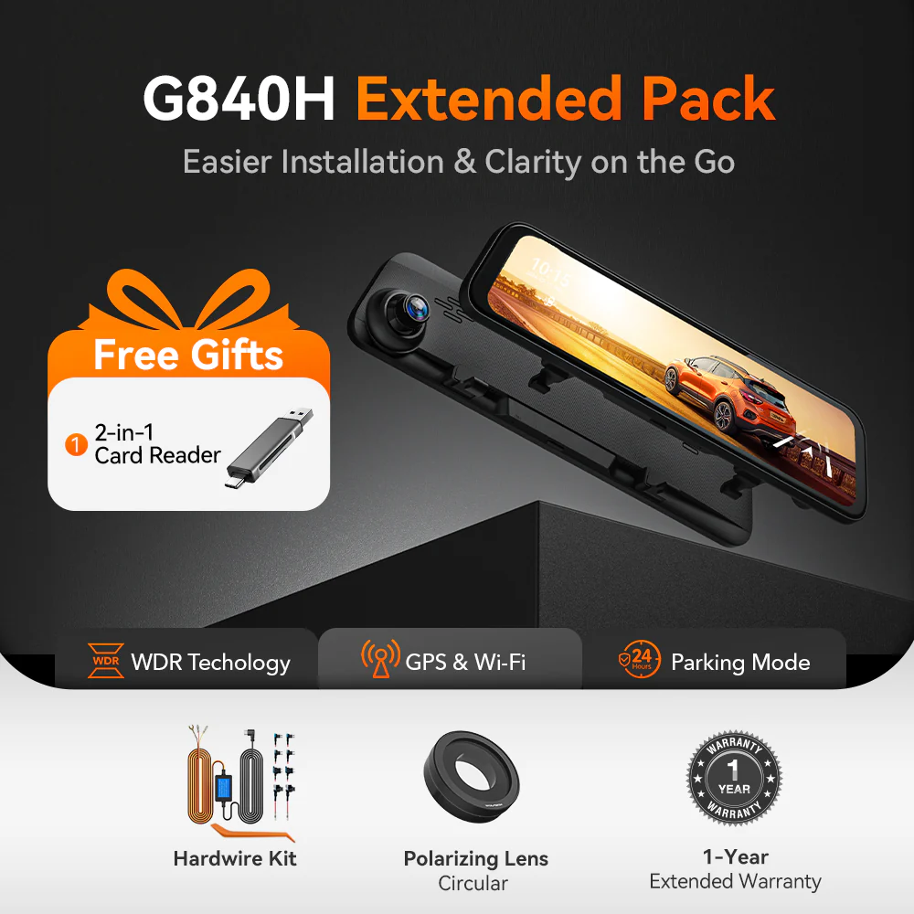 WOLFBOX G840H Rear View Mirror Dash Cam RHD - Image 12