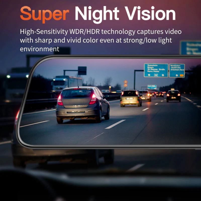 WOLFBOX G840S 12″ 4K Mirror Dash Cam 2160P Full HD Smart Rear View Camera Mirror Dash Cam RHD - Image 3