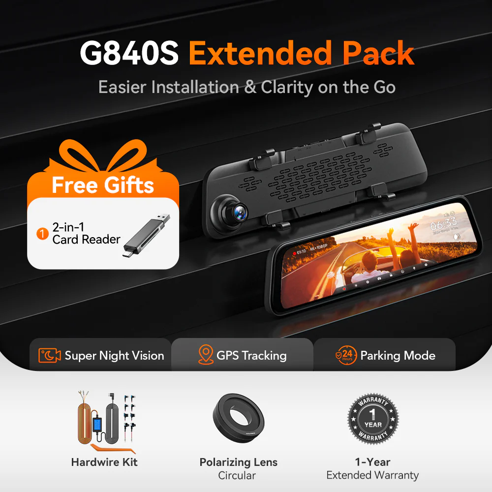 WOLFBOX G840S 12″ 4K Mirror Dash Cam 2160P Full HD Smart Rear View Camera Mirror Dash Cam RHD - Image 8