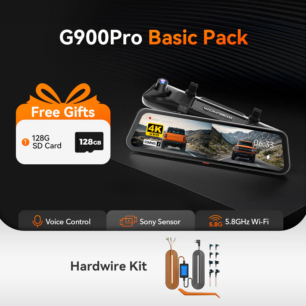 WOLFBOX G900Pro 12MP WiFi Touch Screen Rear View Mirror Dash Cam Smart Mirror RHD - Image 10