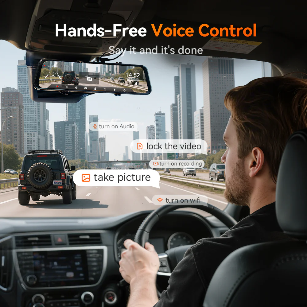 WOLFBOX G900Pro 12MP WiFi Touch Screen Smart Rear View Mirror Dash Cam RHD - Image 5