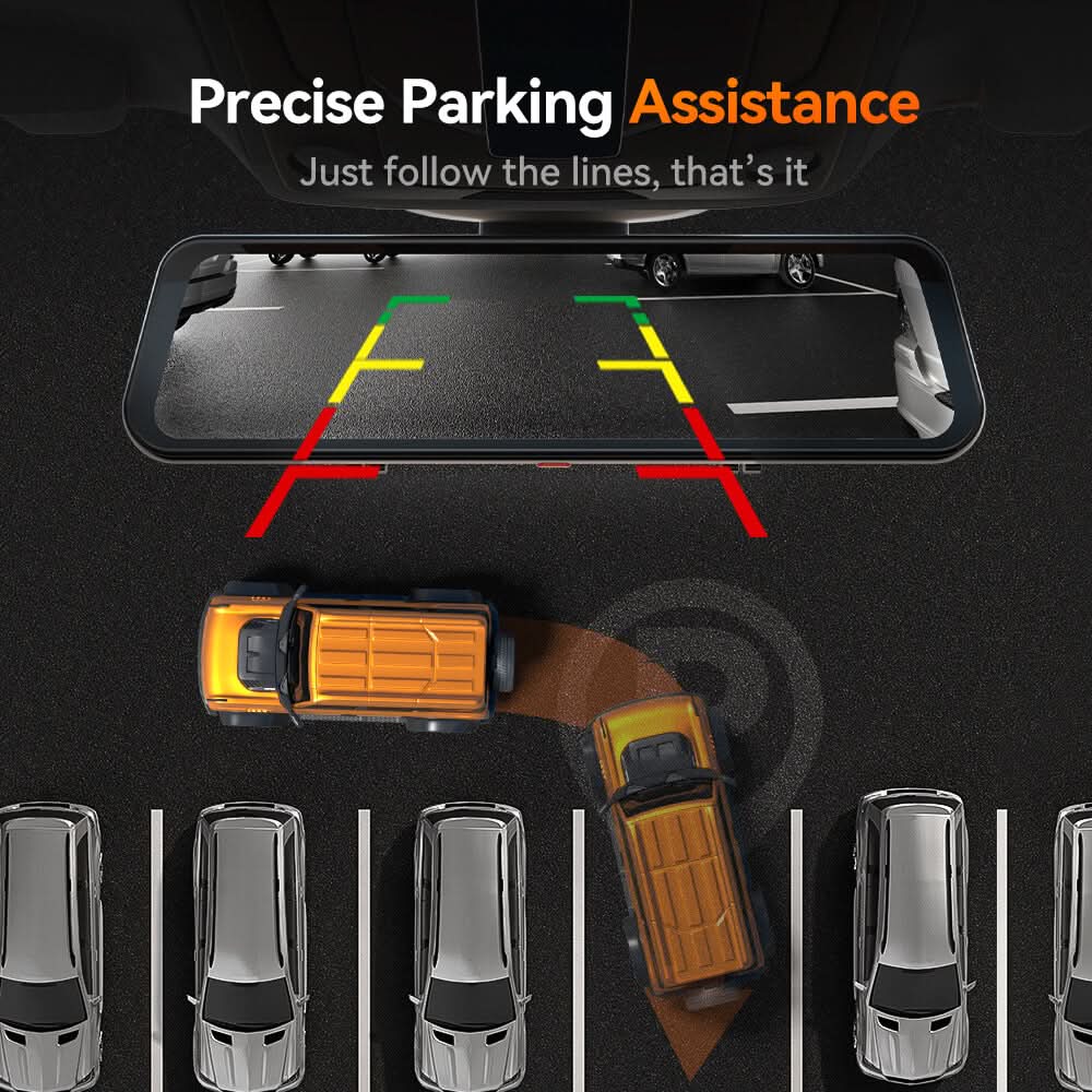 WOLFBOX G900Pro 12MP WiFi Touch Screen Smart Rear View Mirror Dash Cam RHD - Image 7