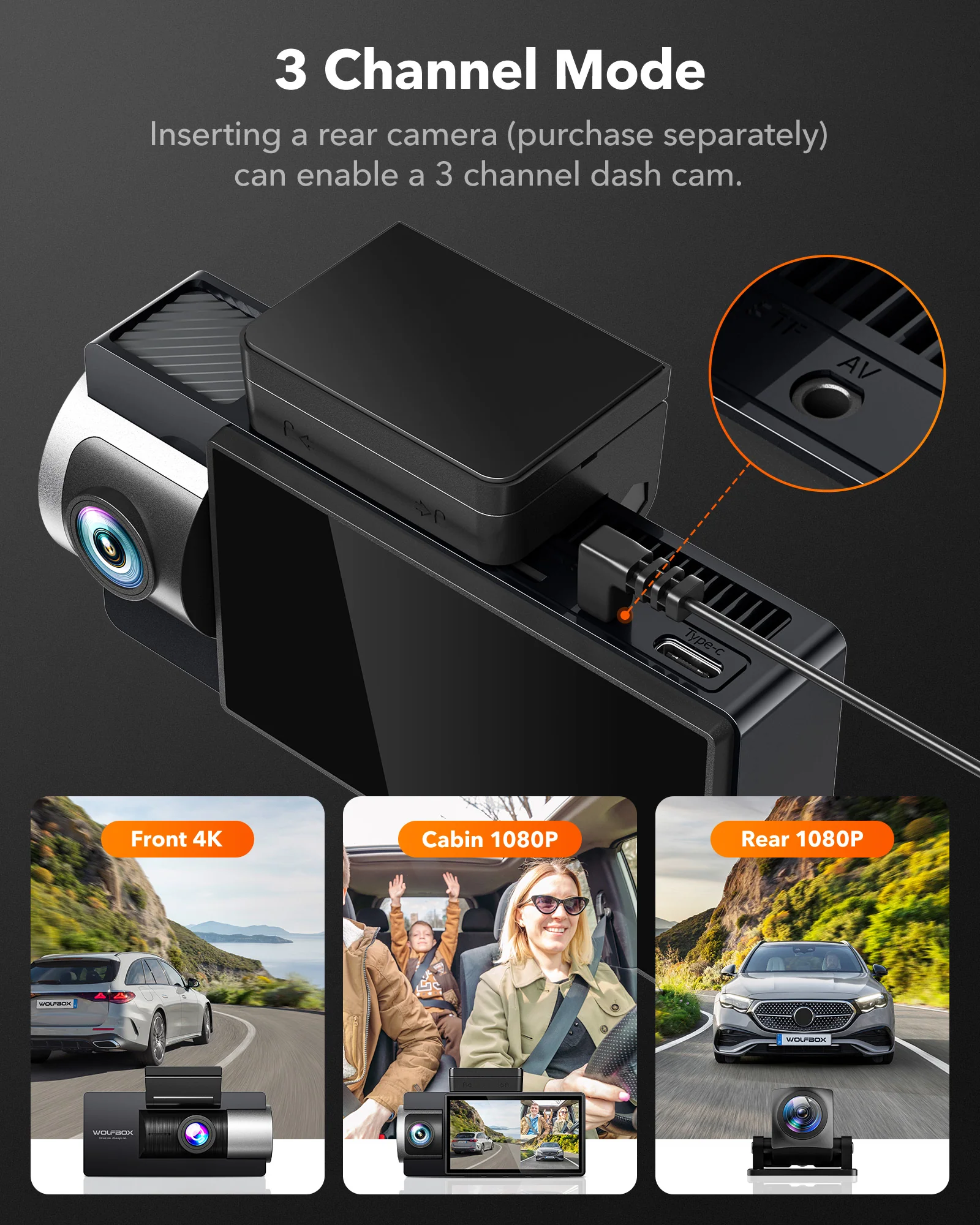 WOLFBOX i17 4K+2.5K 5G WiFi Super IR Night Vision Dash Cam - Image 6