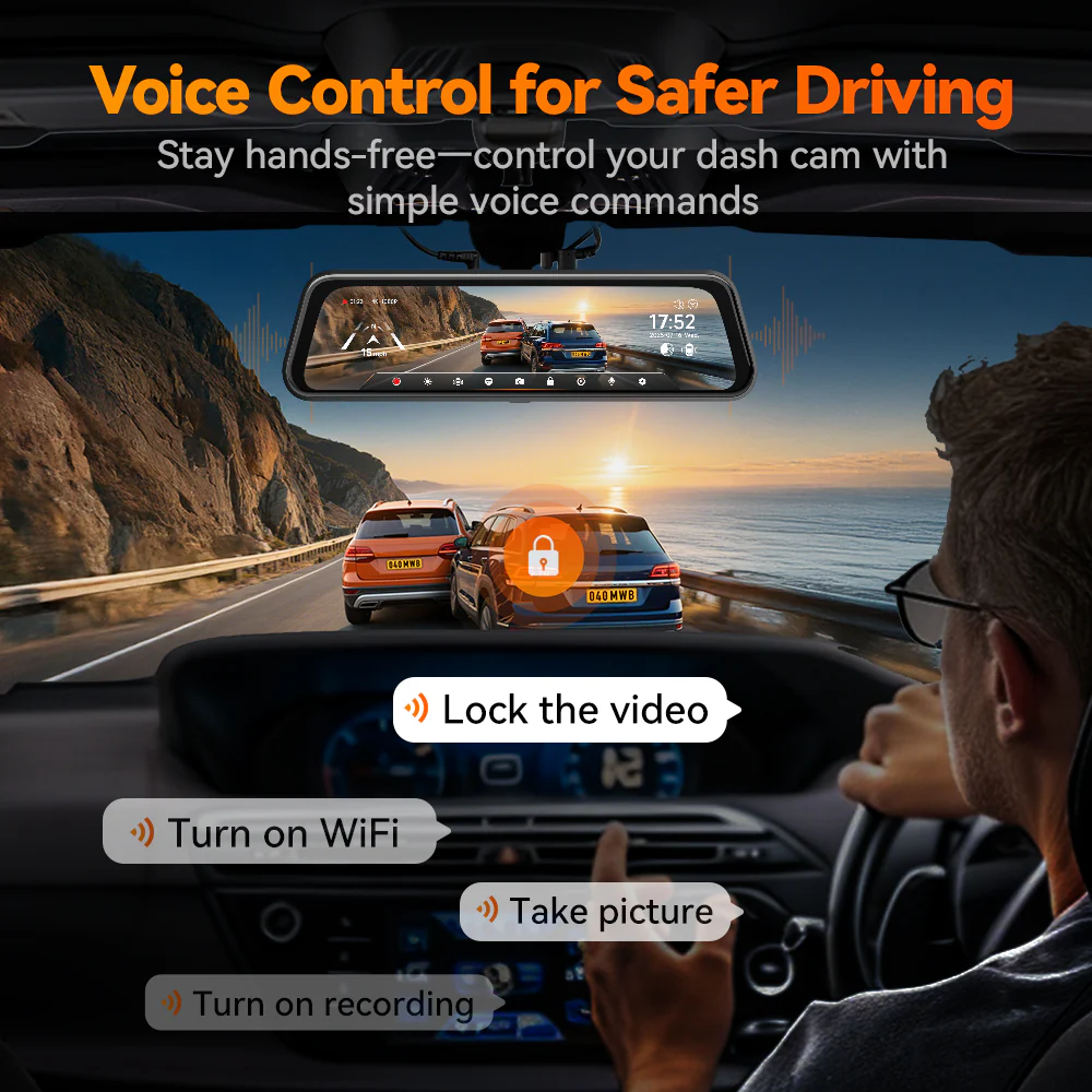 WOLFBOX M40 4K 10" ADAS WIFI Touch Screen Mirror Dash Cam - Image 4