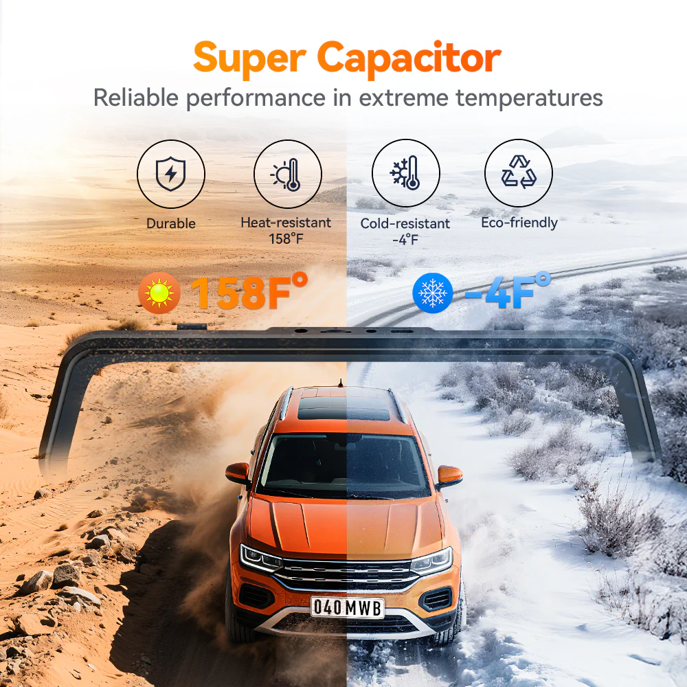 WOLFBOX M40 4K 10" ADAS WIFI Touch Screen Mirror Dash Cam - Image 9