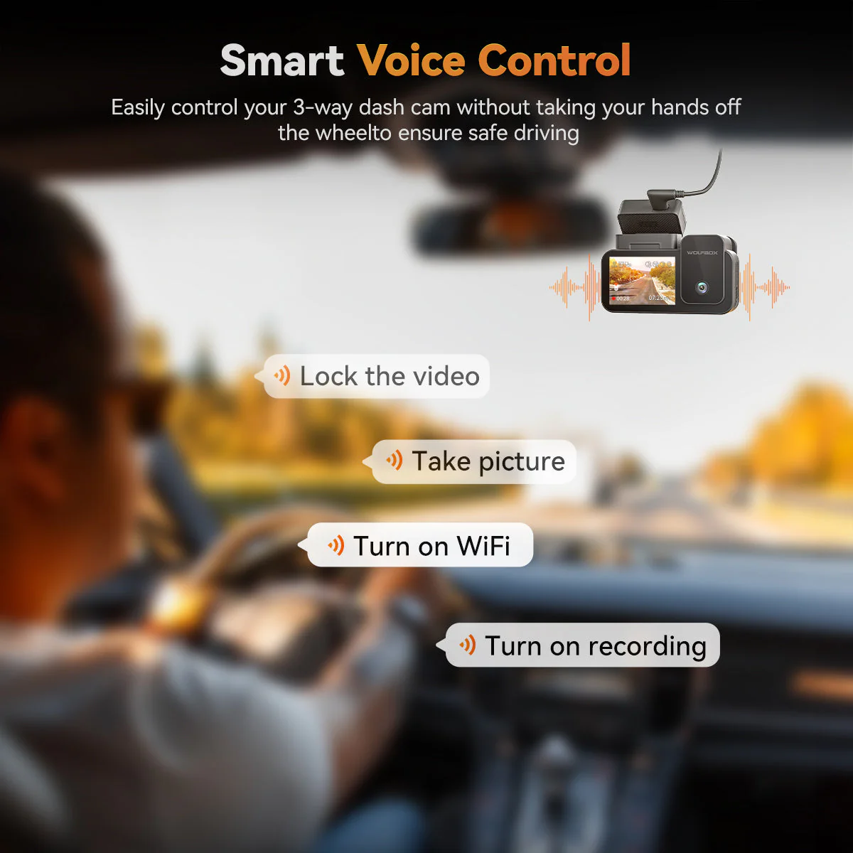 WOLFBOX X5 3 Channel Touchscreen WiFi Mini Dash Camera - Image 4